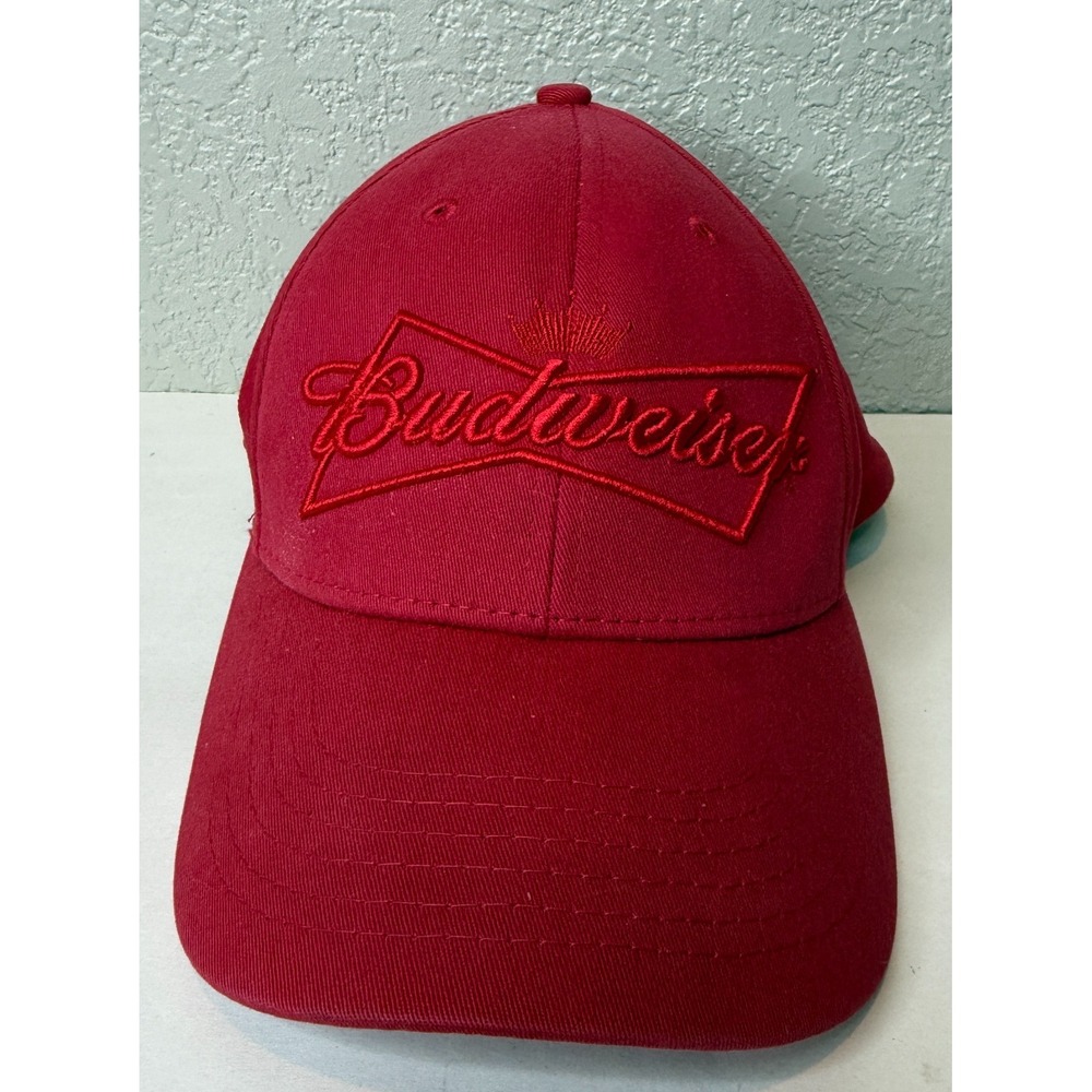 Budweiser Grab Some Buds Tek Flex Red Baseball Cap One Size Embroidered Red HTF